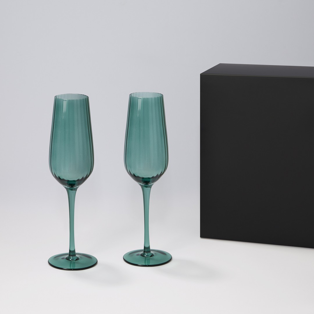 Подарочный набор 2 бокала для шампанского Capri в черной коробке