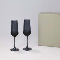 Подарочный набор 2 бокала для шампанского Black Edition в серой коробке