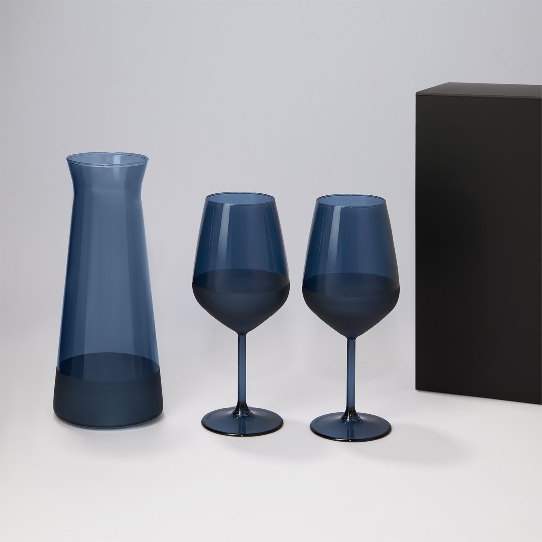 Подарочный набор декантер + 2 бокала для вина Sapphire в черной коробке