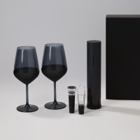 Подарочный набор 2 бокала для вина Black Edition + набор для вина Sacramento в черной коробке