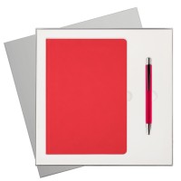 Подарочный набор Latte soft touch, красный (ежедневник, ручка)