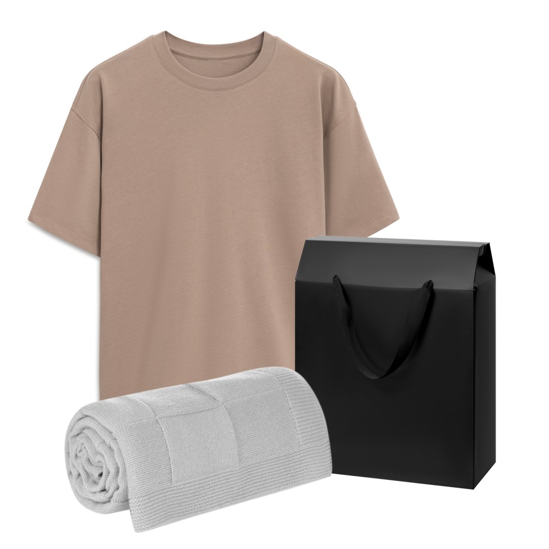 Набор с одеждой RUST (футболка, плед), мокко/серый, XS/S