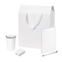 Подарочный набор Welcome Pack, белый (термокружка, ежедневник, ручка, ЗУ, коробка-пакет)