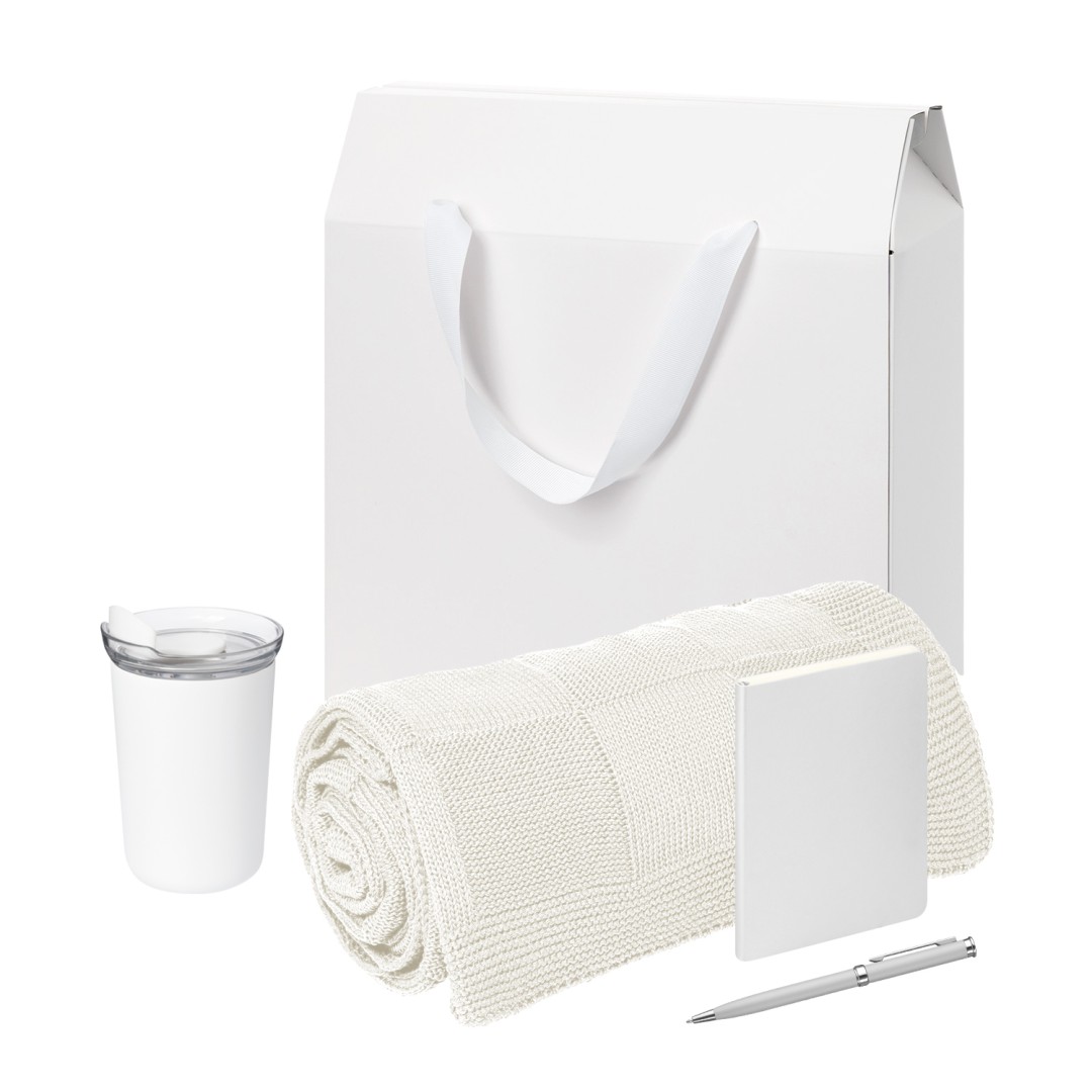 Подарочный набор Welcome Pack Spark mini, серебряный (термокружка, блокнот, ручка, плед, коробка-пакет)