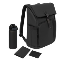 Подарочный набор Grand, черный (обложка на паспорт, картхолдер, бутылка, рюкзак)