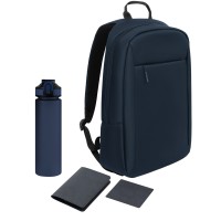 Подарочный набор Sirius, синий (обложка на паспорт, картхолдер, бутылка, рюкзак)