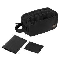 Подарочный набор Boston, черный (обложка на паспорт, картхолдер, дорожная косметичка)