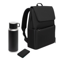 Подарочный набор Marco, черный (термос, ЗУ, рюкзак)