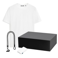 Набор с одеждой KRIS (футболка, аккумулятор, кабель-ланьярд), белый/черный, S