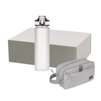 Подарочный набор Boston, Flip, серый (дорожная косметичка, бутылка)