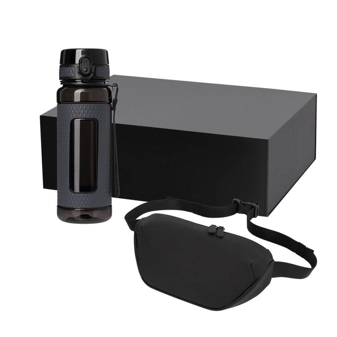 Подарочный набор Vector, Madrid, черный (сумка cross body, бутылка)