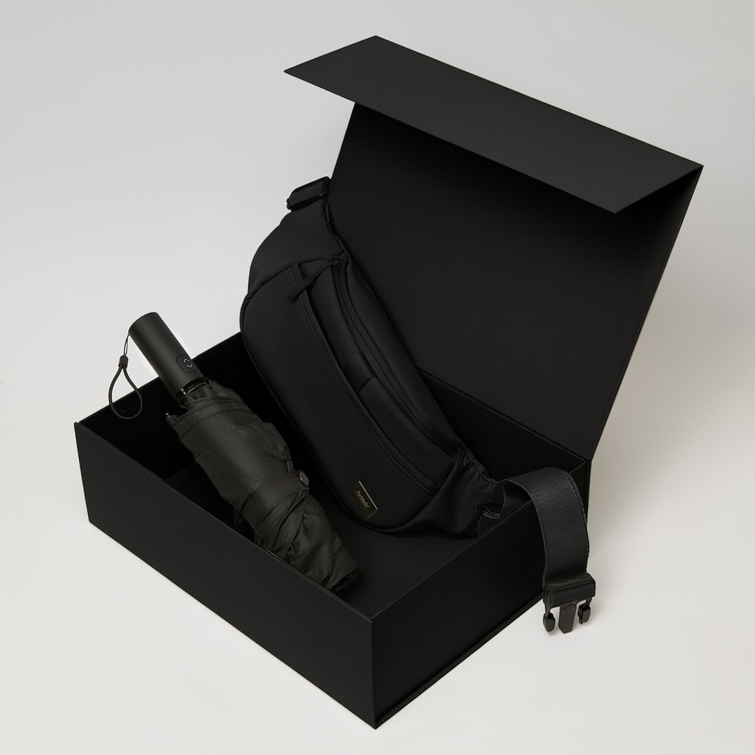 Подарочный набор Boston, Filton, черный (поясная сумка, зонт)