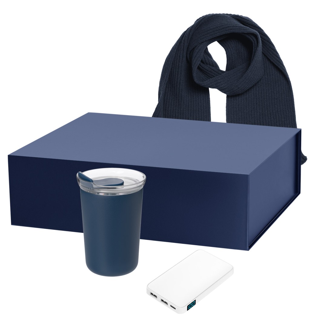 Подарочный набор Strada, Ancor, Forges, синий (термокружка, аккумулятор, шарф)