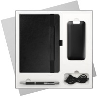 Подарочный набор Galaxy, черный (ежедневник, ручка, аккумулятор)