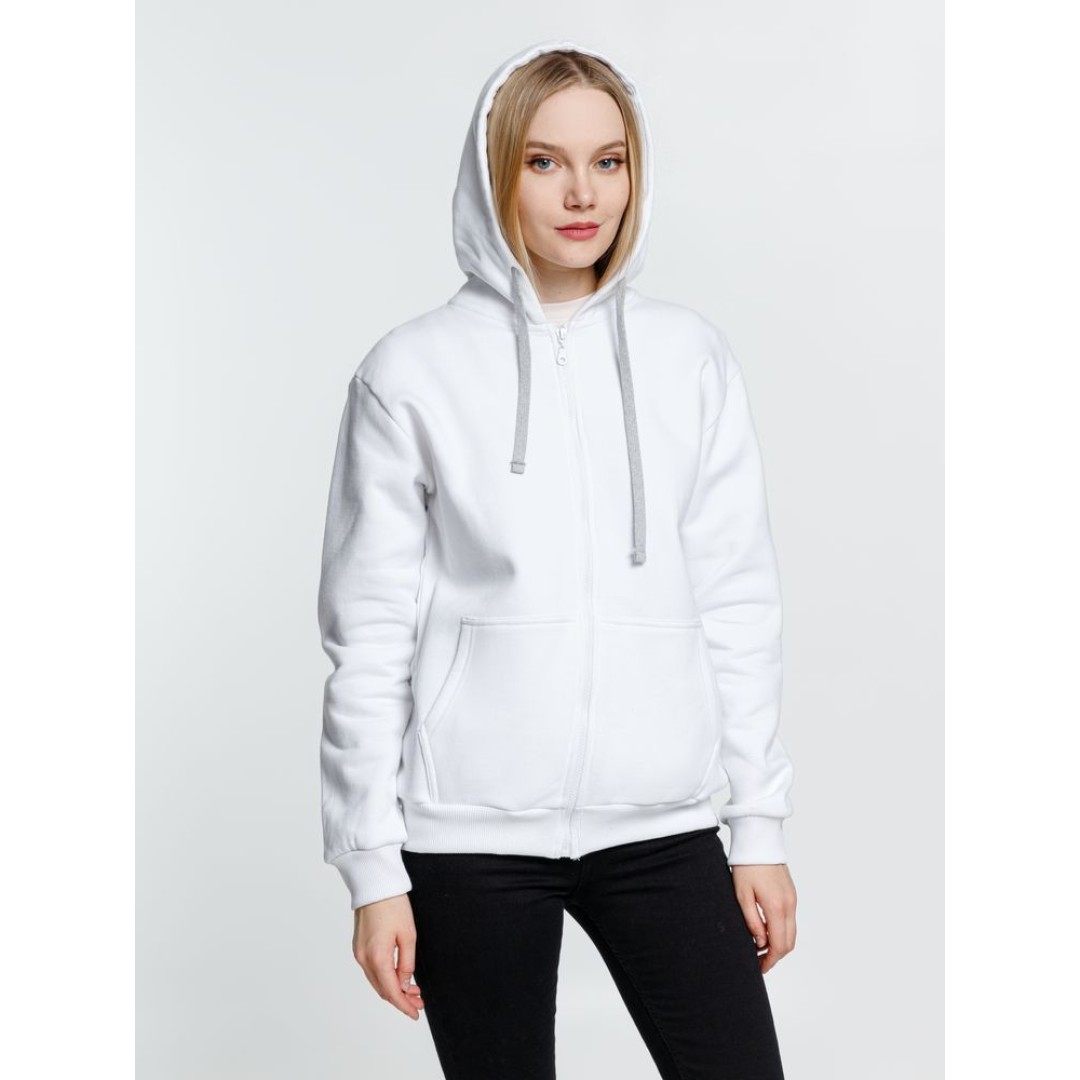 Толстовка на молнии с капюшоном Siverga Heavy, белая (белоснежная), размер L