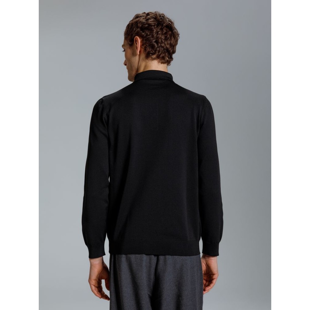 Рубашка поло мужская с длинным рукавом Terrazzo, черная, размер 2XL/3XL