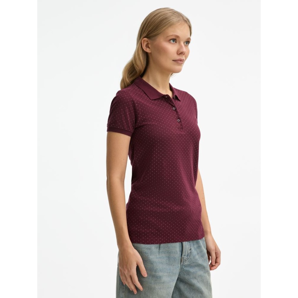 Рубашка поло женская Brandy Women, бордовая с белым, XXL