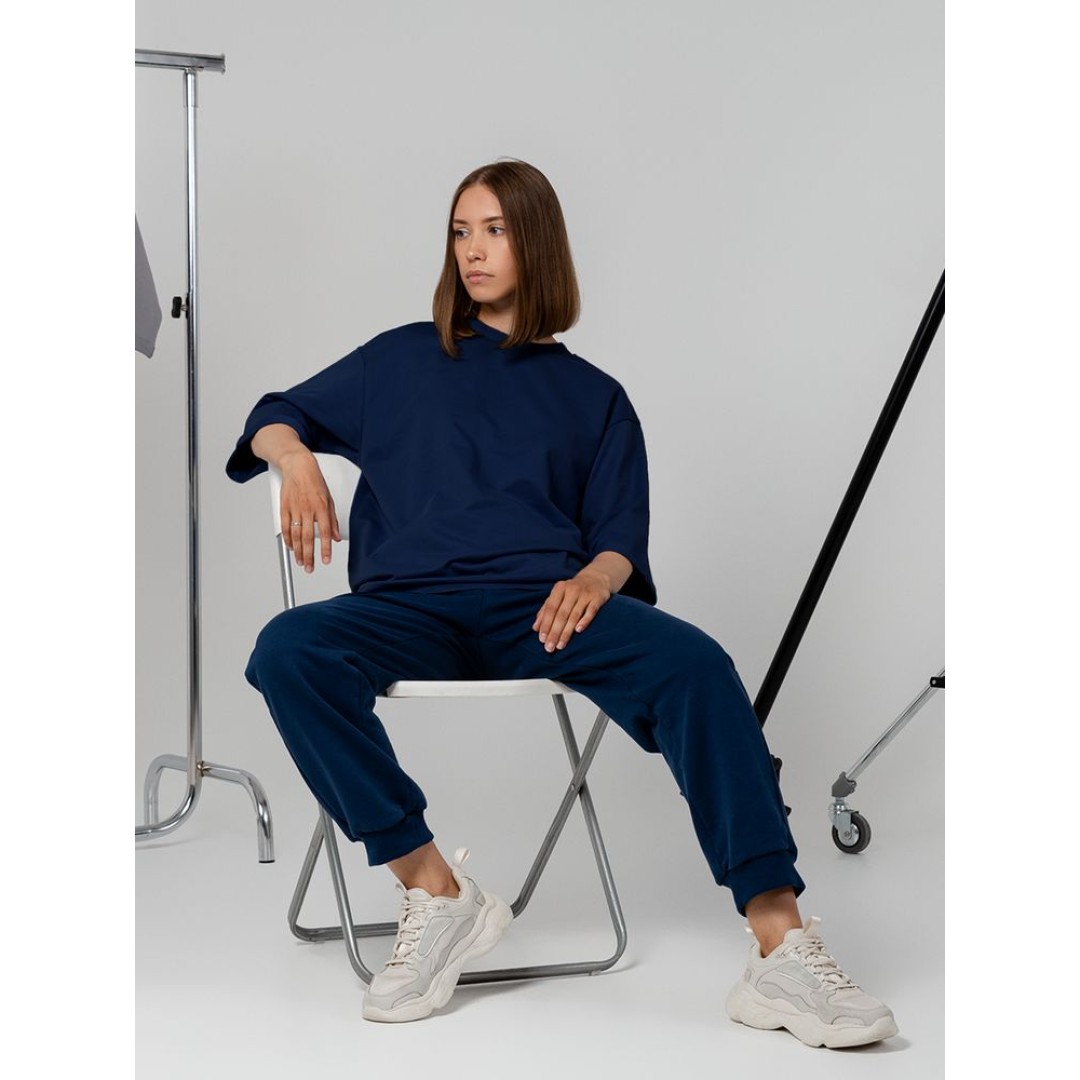 Футболка оверсайз унисекс Kosmos 2.0, темно-синяя, размер XS/S