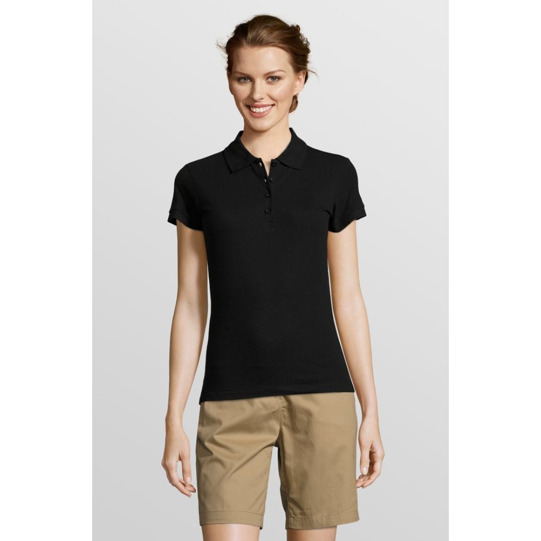 Рубашка поло женская People 210 черная, XXL