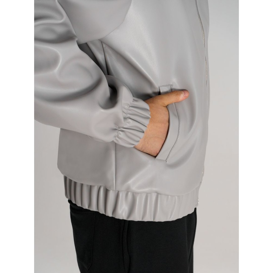 Бомбер из искусственной кожи Univer, серый, размер XS/S