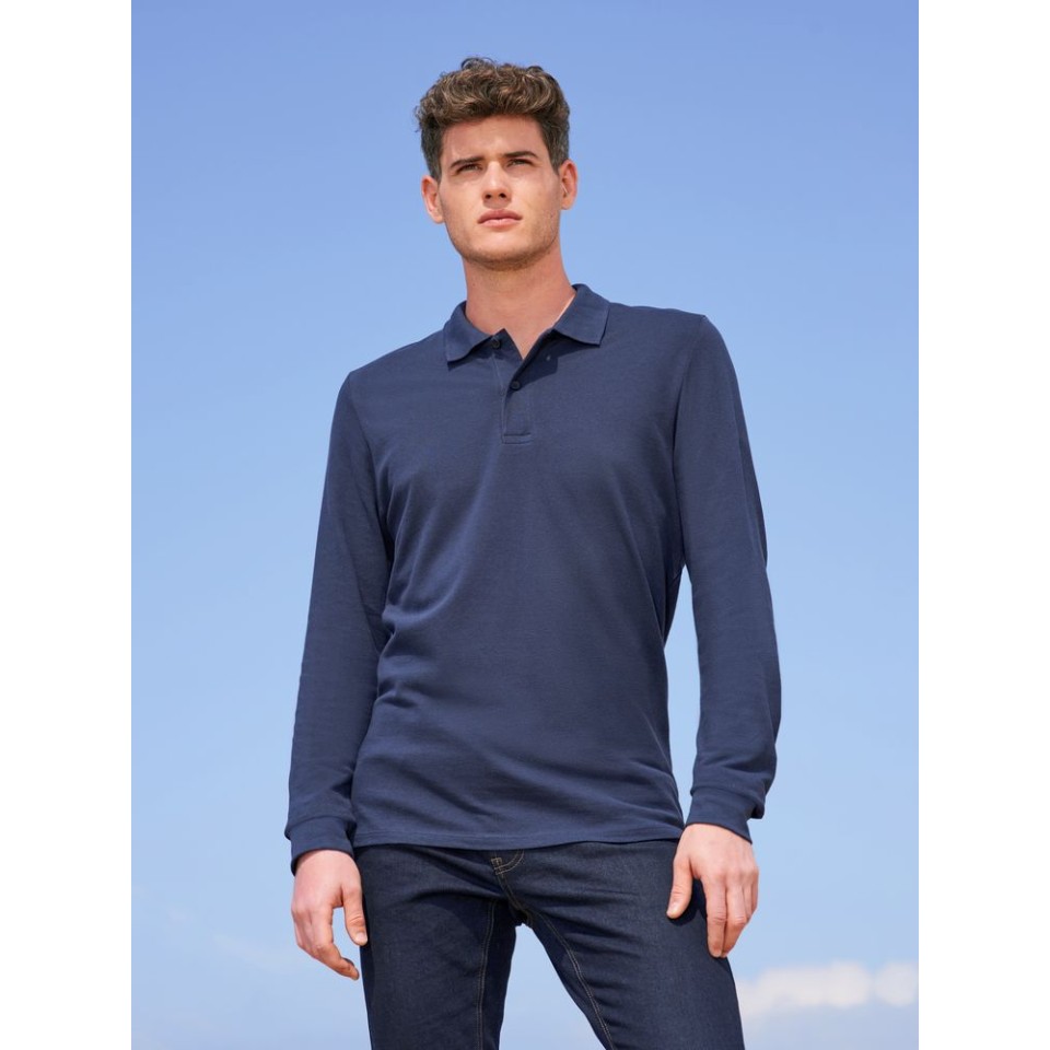 Рубашка поло мужская с длинным рукавом Perfect LSL Men ярко-синяя, 3XL