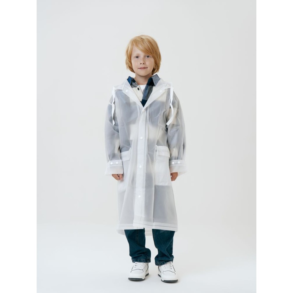 Дождевик детский RainDrop Kids, белый, 8 лет (рост 118-128)