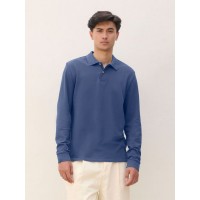 Рубашка поло унисекс с длинным рукавом Pacific LSL, синяя (джинс), размер L