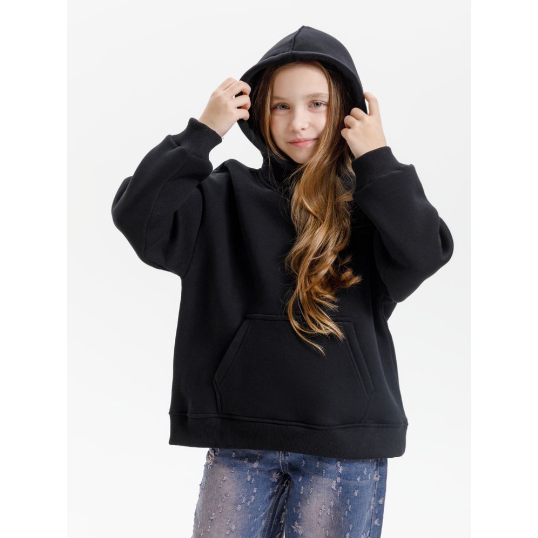 Худи детское оверсайз Junipero, черное, 6 лет