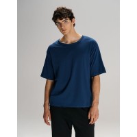 Футболка оверсайз унисекс Vozduh, темно-синяя, размер XS/S