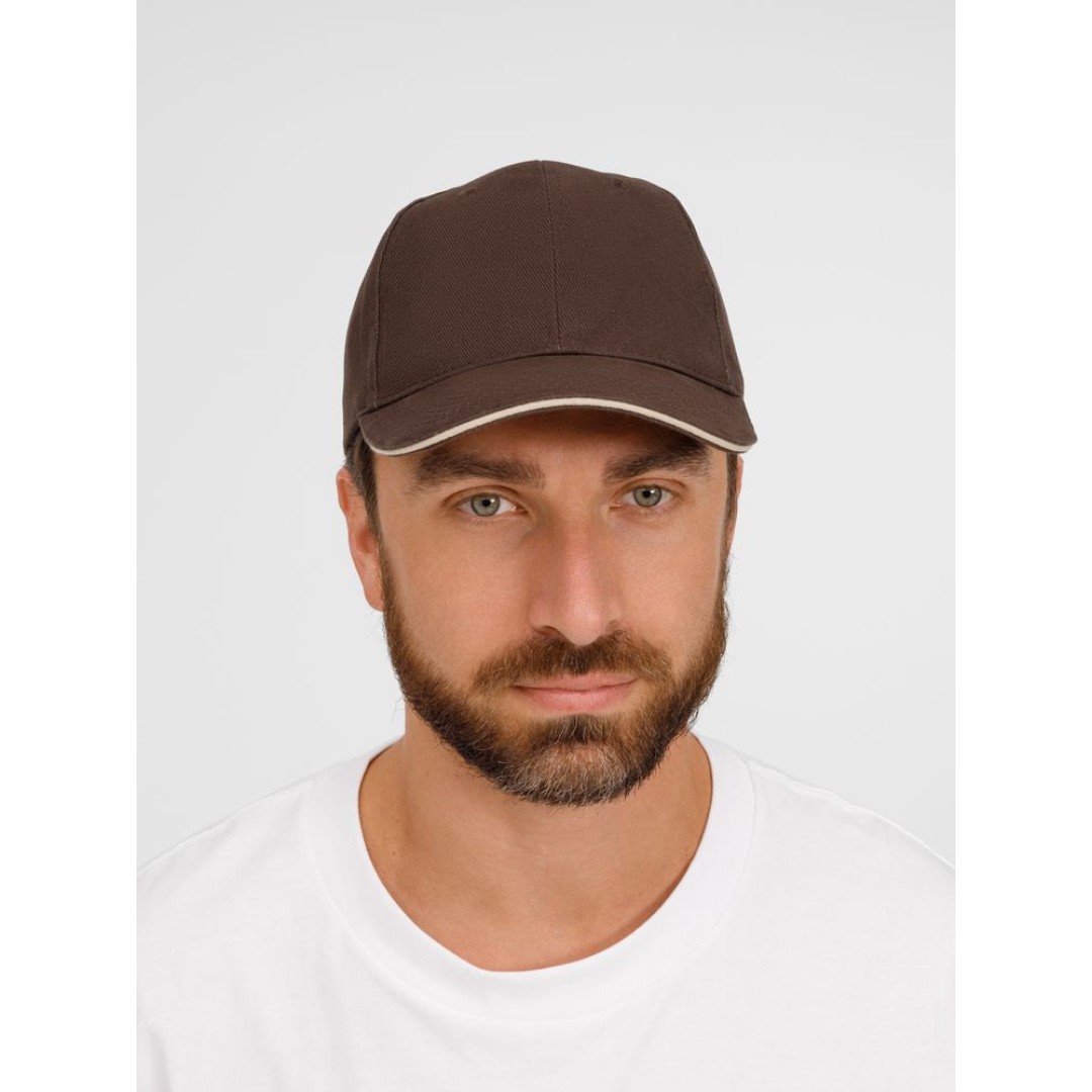 Бейсболка Buffalo, коричневая с бежевым