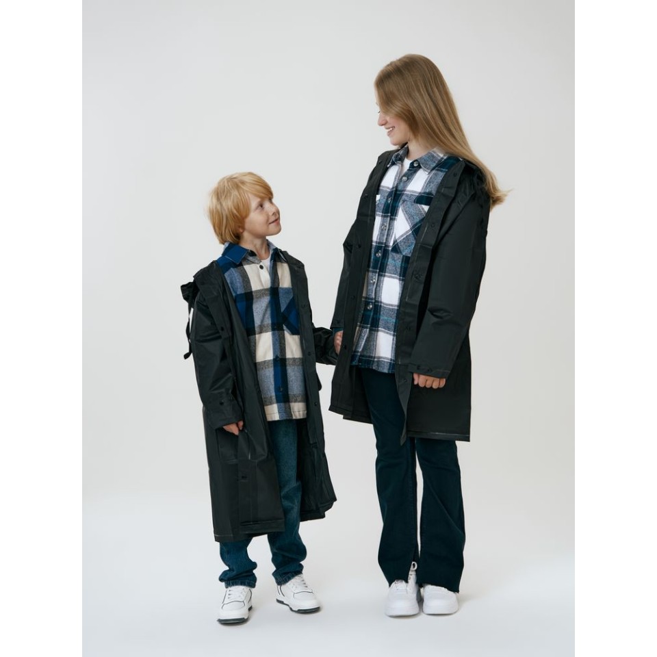 Дождевик детский RainDrop Kids, черный, 8 лет (рост 118-128)