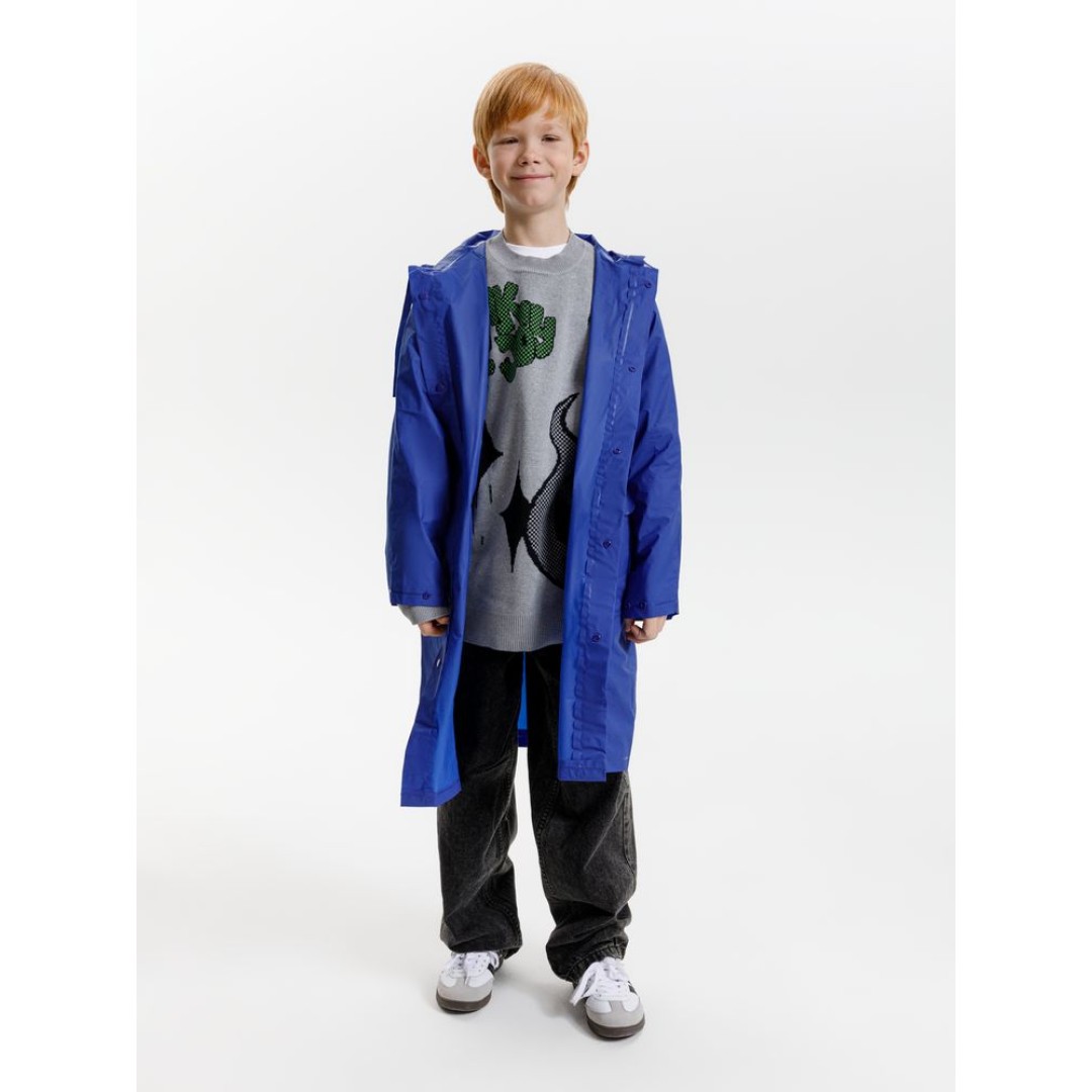 Дождевик детский RainDrop Kids, ярко-синий, 8 лет (рост 118-128)