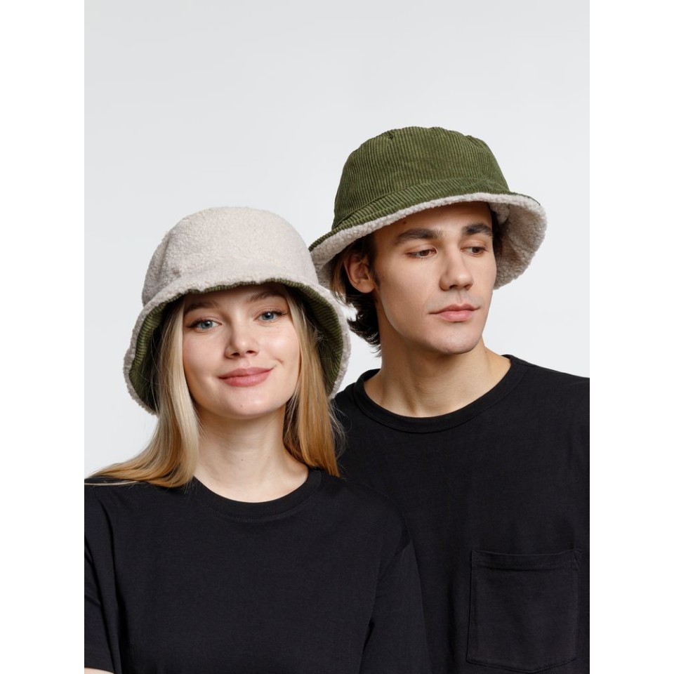 Панама Bucket двусторонняя, хаки с бежевым, размер S/M