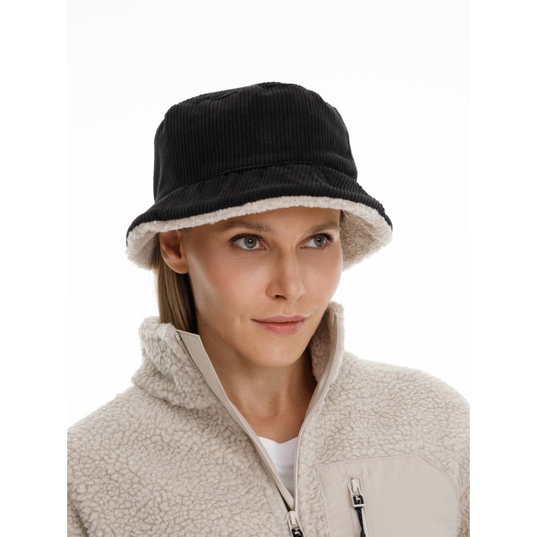 Панама Bucket двусторонняя, темно-серая с бежевым, размер M/L