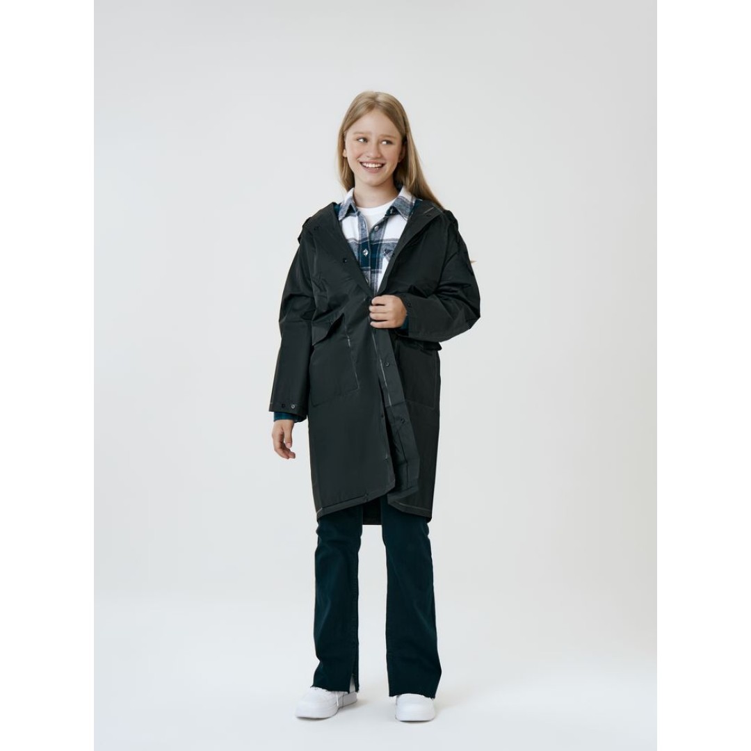 Дождевик детский RainDrop Kids, черный, 8 лет (рост 118-128)