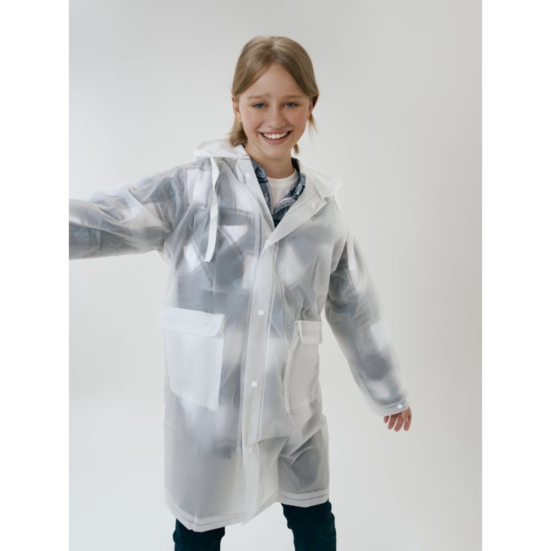 Дождевик детский RainDrop Kids, белый, 8 лет (рост 118-128)