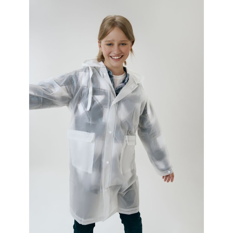 Дождевик детский RainDrop Kids, белый, 8 лет (рост 118-128)