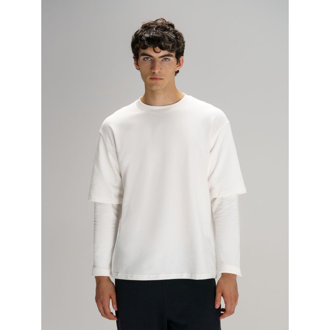 Футболка оверсайз с двойным рукавом Kosmos, молочно-белая, размер XS/S