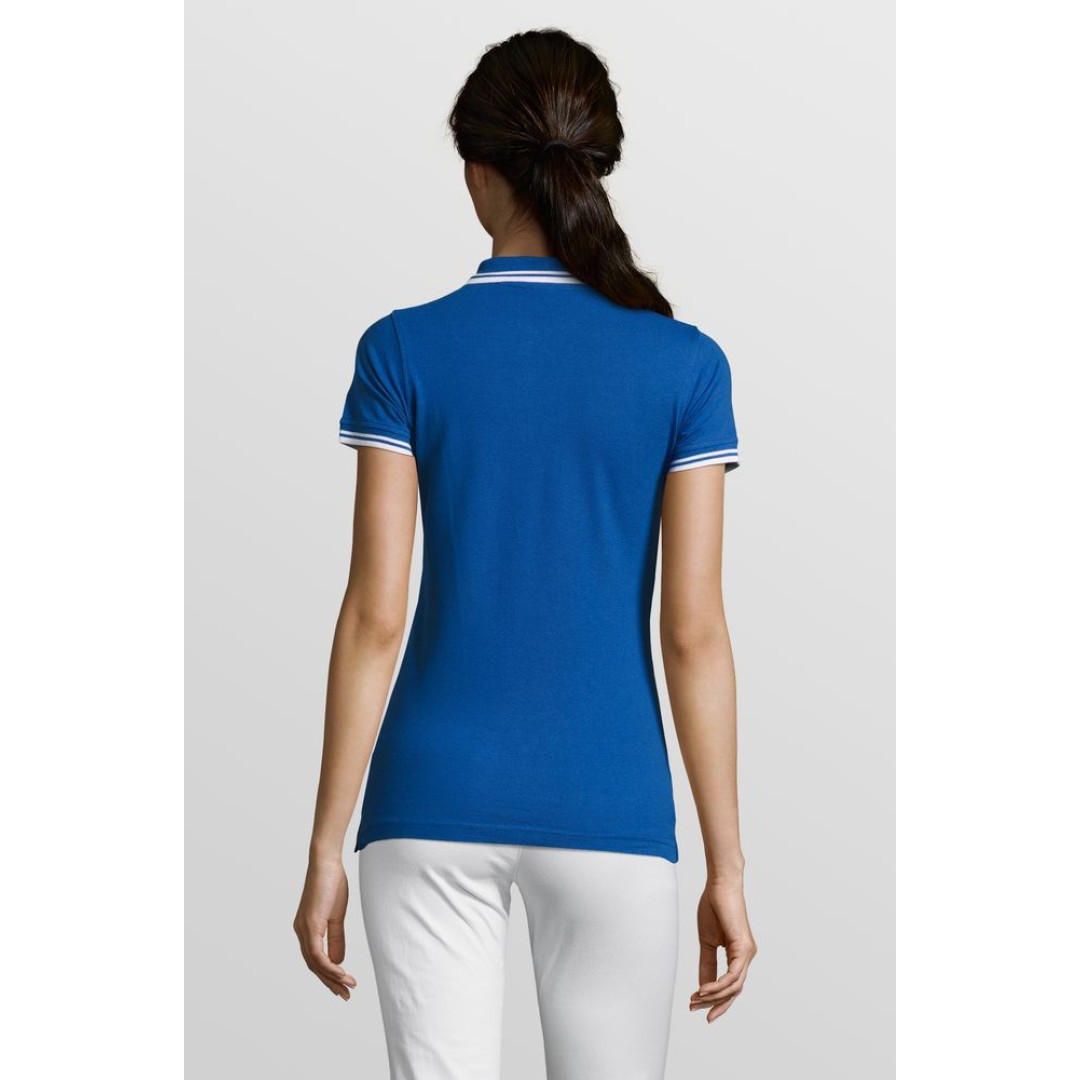 Рубашка поло женская Pasadena Women 200 с контрастной отделкой ярко-синяя с белым, L