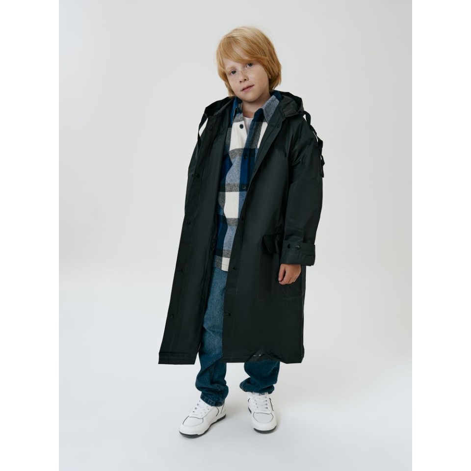 Дождевик детский RainDrop Kids, черный, 8 лет (рост 118-128)