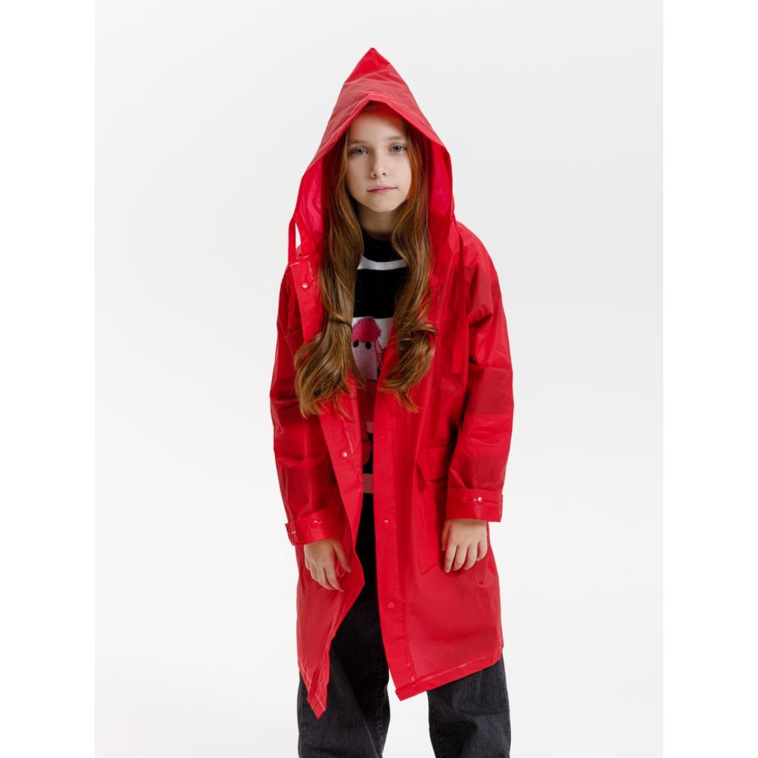 Дождевик детский RainDrop Kids, красный, 8 лет (рост 118-128)