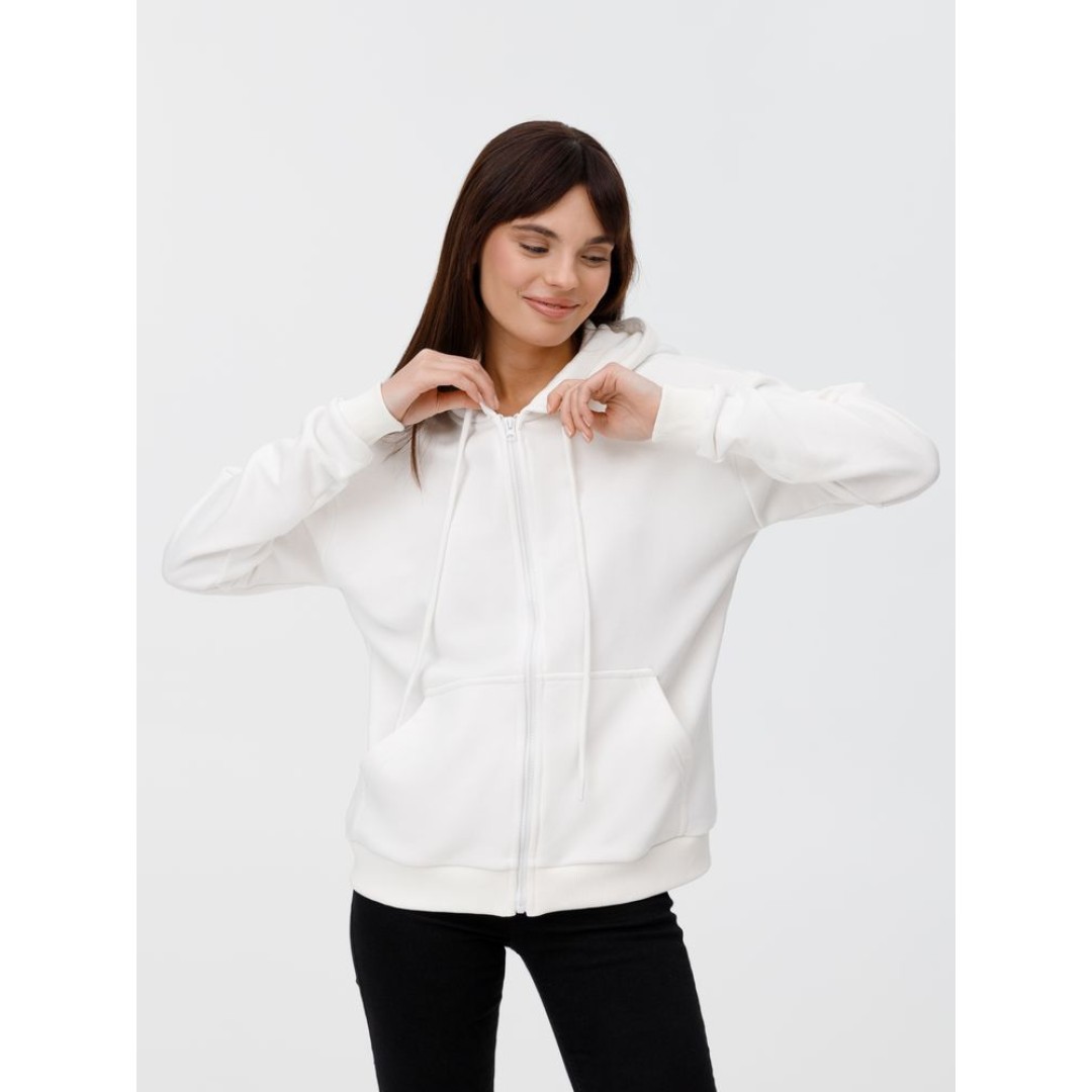 Толстовка унисекс оверсайз на молнии Zippy Terry, белая, размер M/L