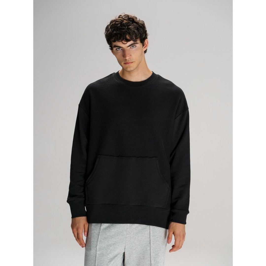 Свитшот оверсайз унисекс Vozduh, черный, размер XS/S