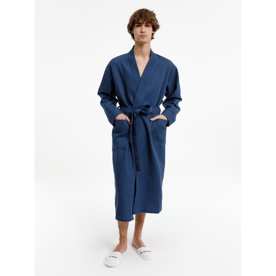Халат вафельный Kimono, темно-синий, размер M/L