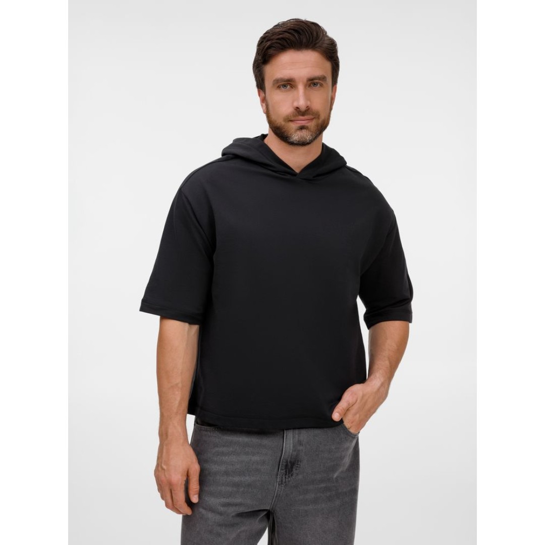 Футболка оверсайз унисекс с капюшоном Neofit, черная, размер XS/S