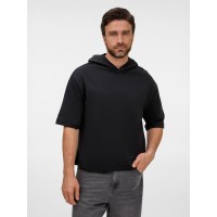 Футболка оверсайз унисекс с капюшоном Neofit, черная, размер XS/S