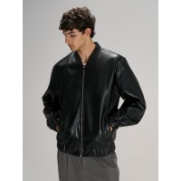 Бомбер из искусственной кожи Univer, черный, размер XS/S