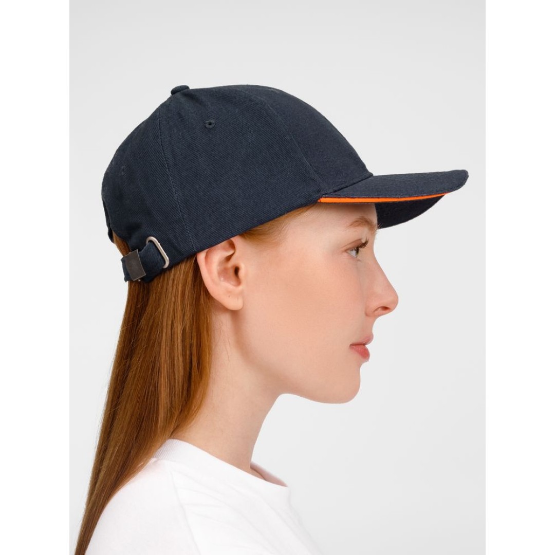 Бейсболка Buffalo, темно-синяя с неоново-оранжевым