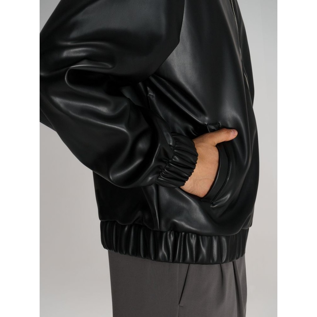 Бомбер из искусственной кожи Univer, черный, размер XS/S