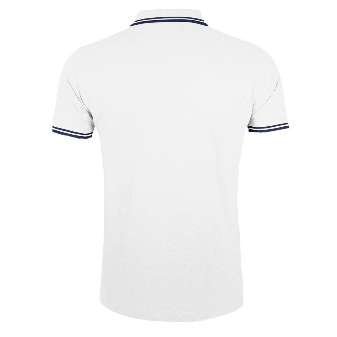 Рубашка поло мужская Pasadena Men 200 с контрастной отделкой, белая с синим